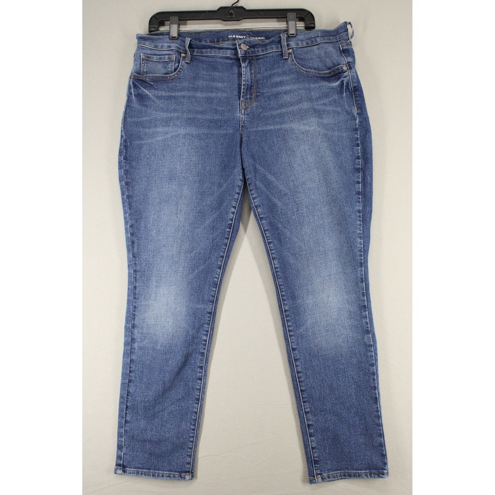 Old Navy Original Mid-Rise Straight Leg Jeans Medium Wash Blue Size 14 Short